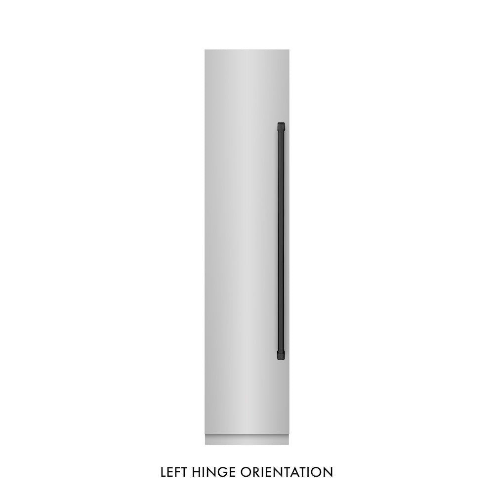 ZLINE Autograph Edition 18 in. 8.6 cu. ft. Left Hinge Column Freezer in Stainless Steel with Graphite Gray Interior and Matte Black Accents (RCFVLZ-30418-MB)