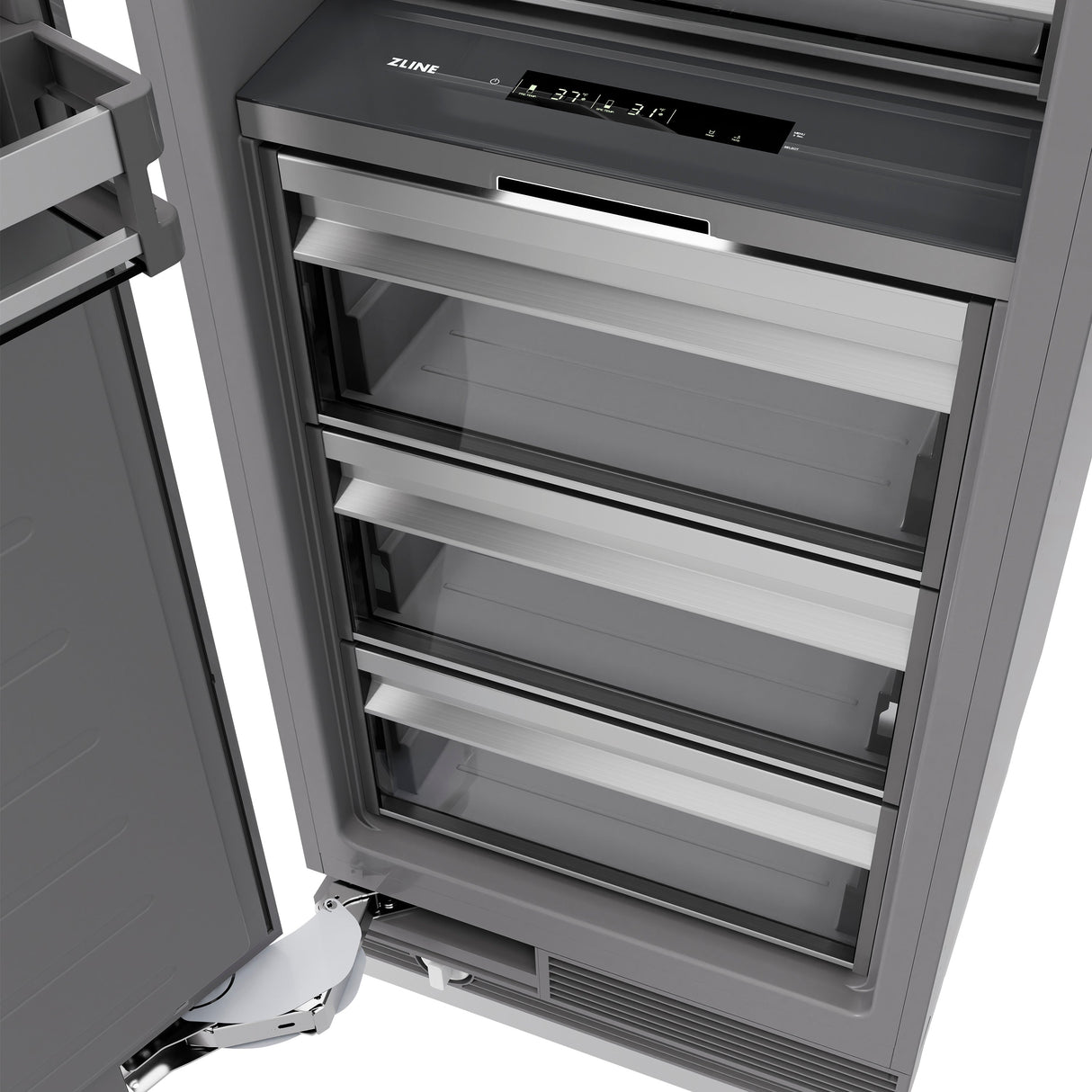 ZLINE Autograph Edition 24 in. 12.5 cu. ft. Column Refrigerator in Stainless Steel with Graphite Gray Interior and Matte Black Accents (RCRVZ-30424-MB)