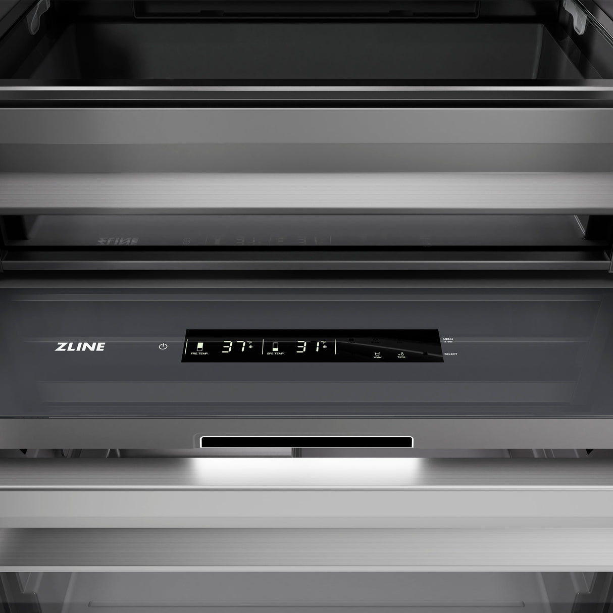 ZLINE Autograph Edition 30 in. 16.7 cu. ft. Column Refrigerator in Stainless Steel with Graphite Gray Interior and Champagne Bronze Accents (RCRVZ-30430-CB)