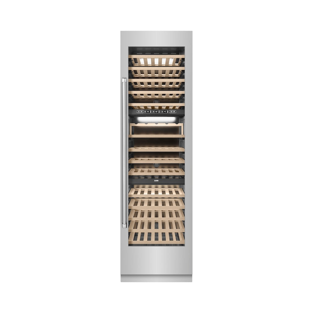 ZLINE 24 in. 12.4 cu. ft. Triple Zone 100 Bottle Column Wine Cooler in Stainless Steel (RCWV-304-24)
