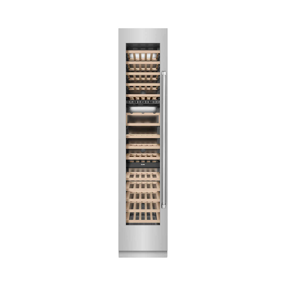 ZLINE 18 in. 9.0 cu. ft. Triple Zone 68 Bottle Left Hinge Column Wine Cooler in Stainless Steel (RCWVL-304-18)