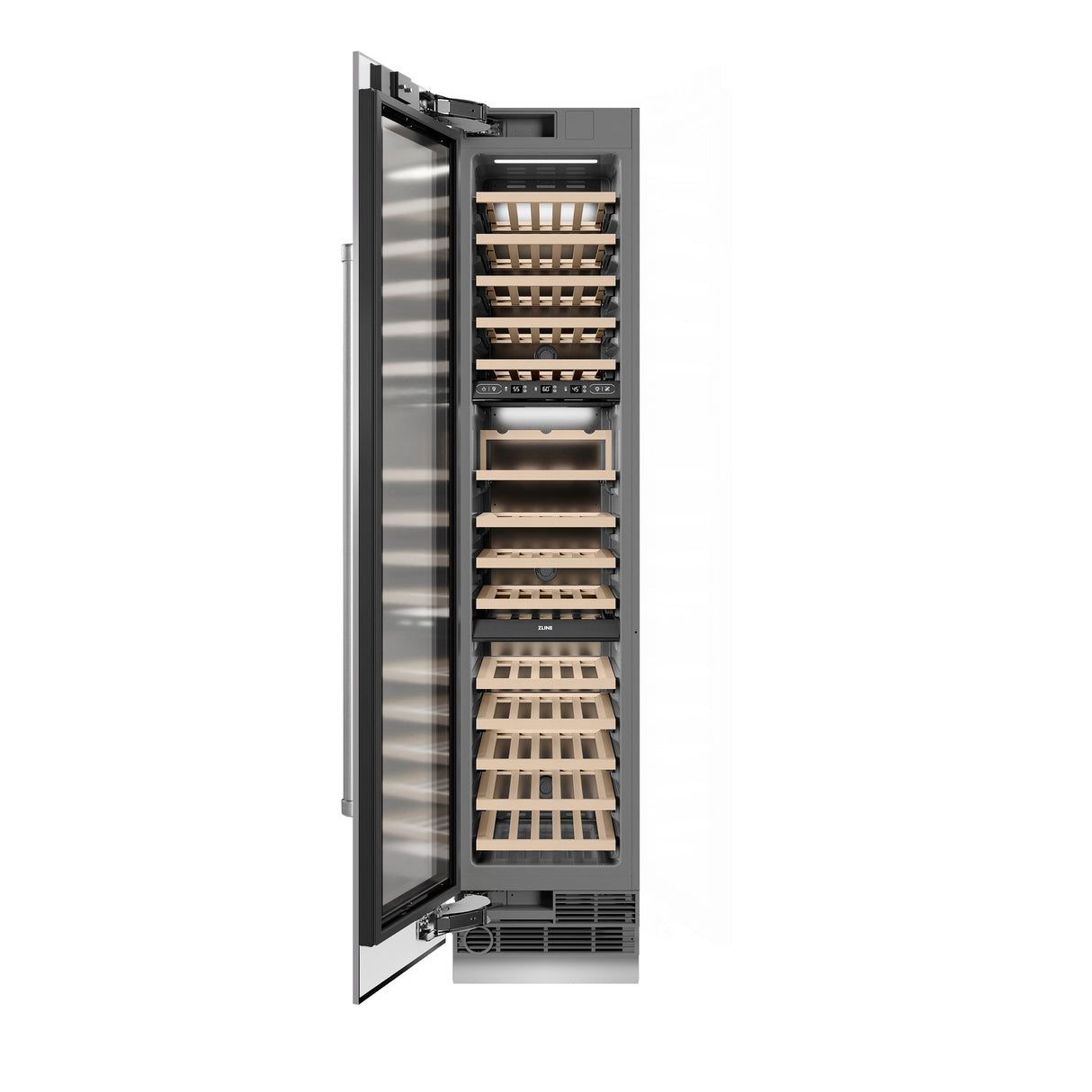 ZLINE 18 in. 9.0 cu. ft. Triple Zone 68 Bottle Left Hinge Column Wine Cooler in Stainless Steel (RCWVL-304-18)