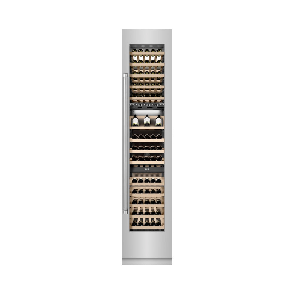 ZLINE 18 in. 9.0 cu. ft. Triple Zone 68 Bottle Right Hinge Column Wine Cooler in Stainless Steel (RCWVR-304-18)