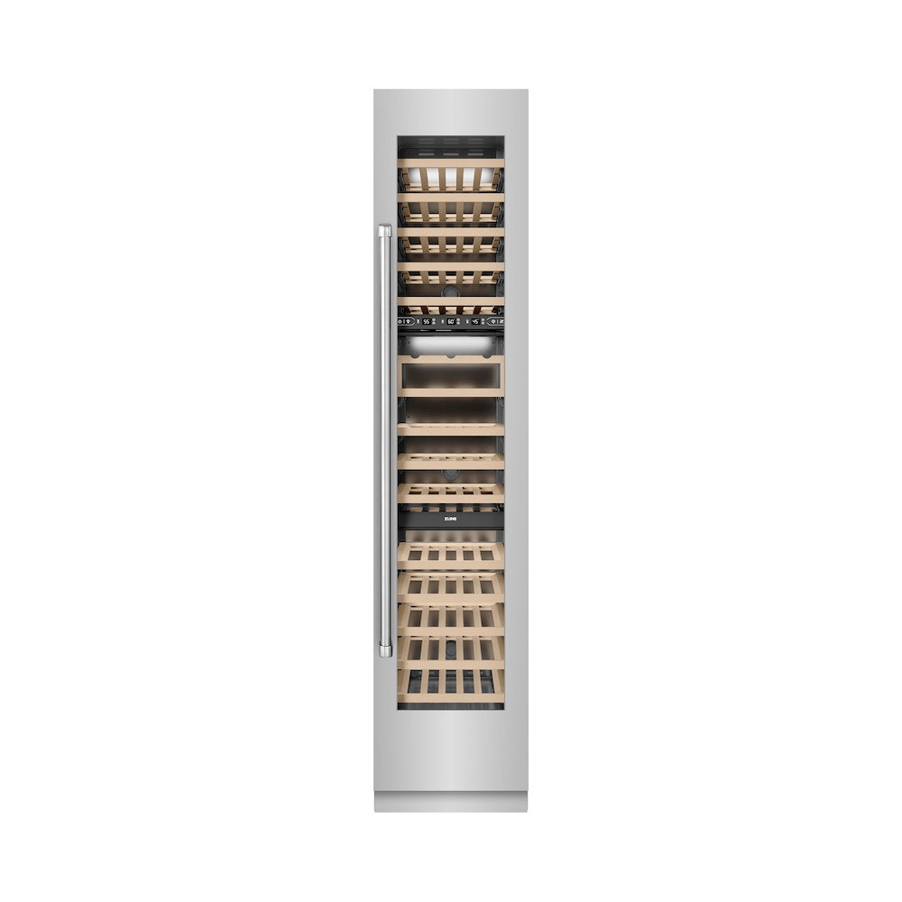 ZLINE 18 in. 9.0 cu. ft. Triple Zone 68 Bottle Right Hinge Column Wine Cooler in Stainless Steel (RCWVR-304-18)