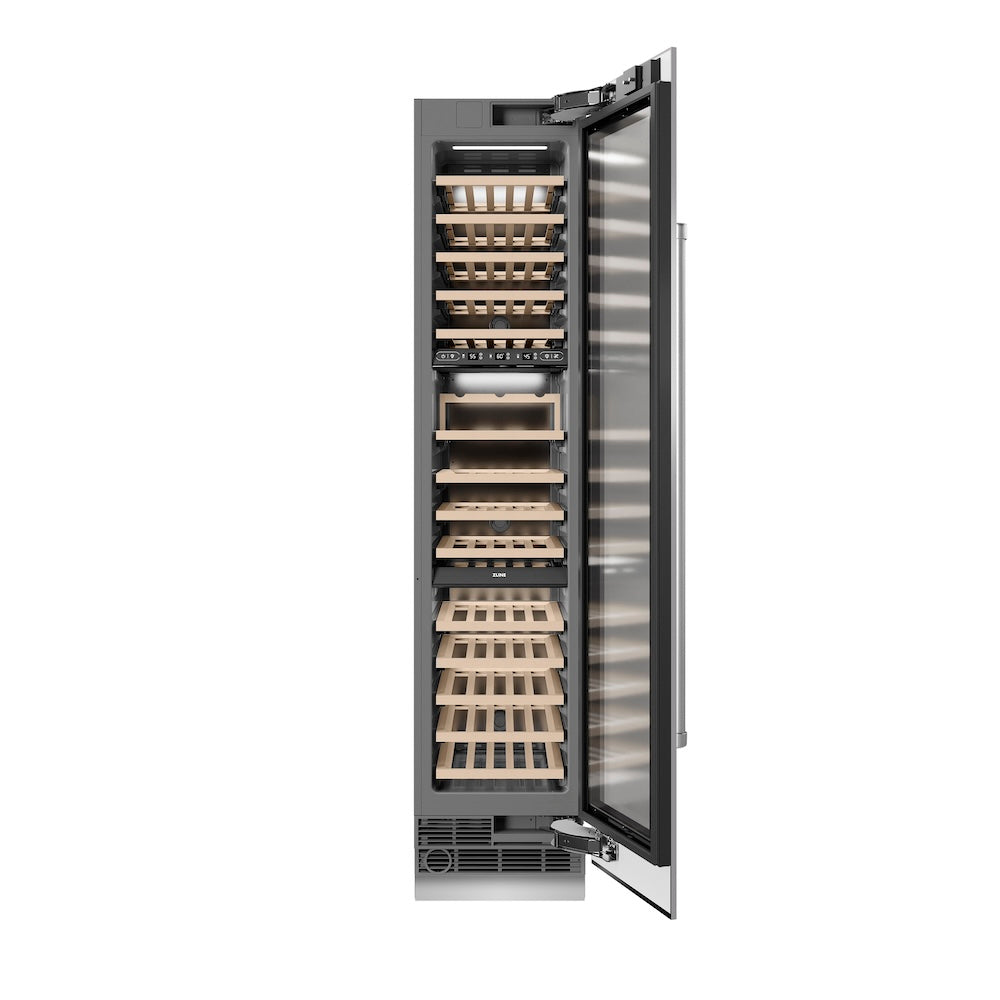 ZLINE 18 in. 9.0 cu. ft. Triple Zone 68 Bottle Right Hinge Column Wine Cooler in Stainless Steel (RCWVR-304-18)