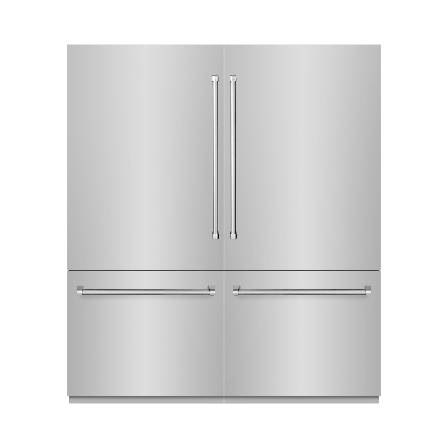 ZLINE 72 in. 39.6 cu. ft. French Door Built-In Bottom Freezer Refrigerator with Water Dispensers and Ice Makers in Stainless Steel with Graphite Gray Interior (GRBIT-304-72)