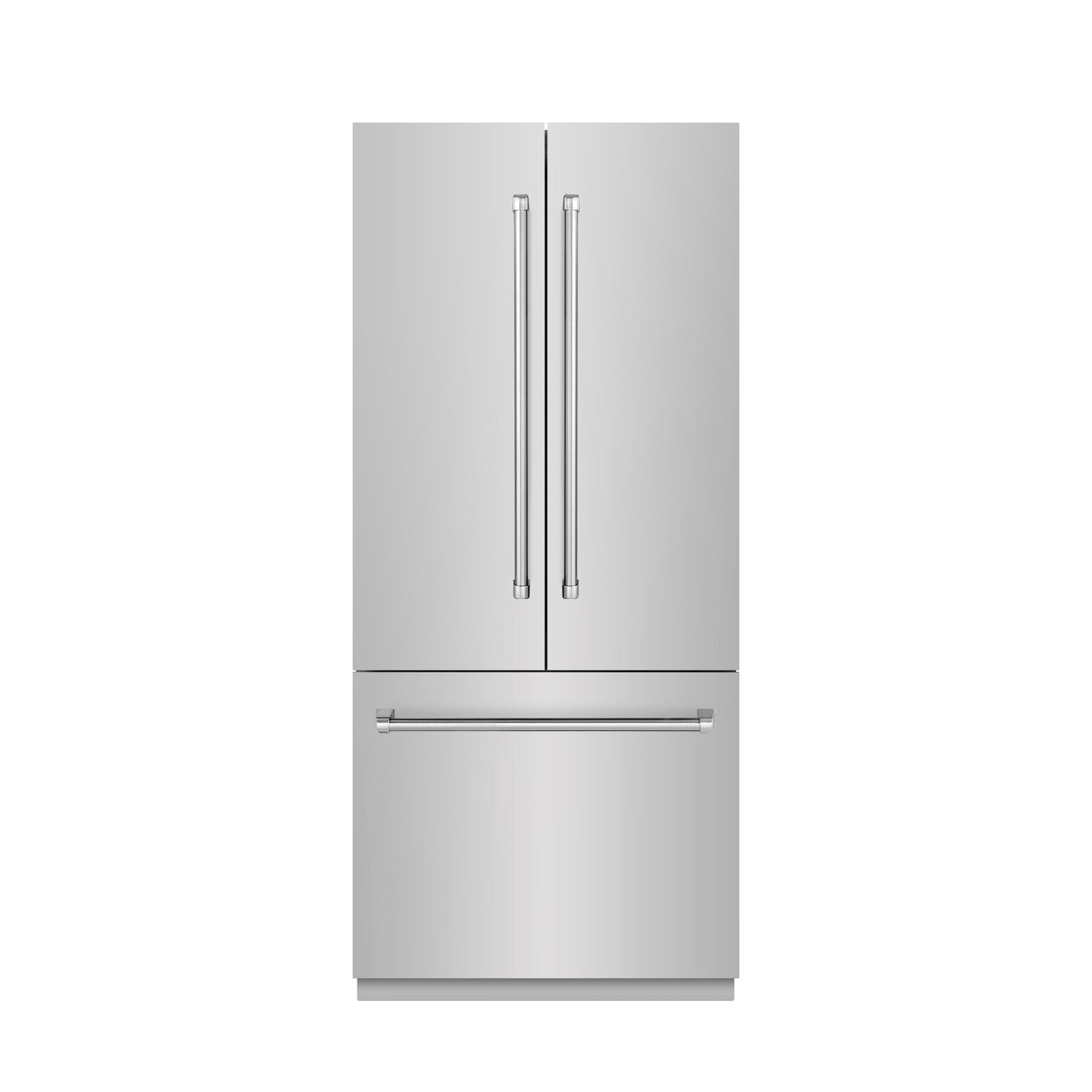 ZLINE 36 in. 19.6 cu. ft. French Door Built-In Bottom Freezer Refrigerator with Water Dispenser and Ice Maker in Stainless Steel with Graphite Gray Interior (GRBIV-304-36)