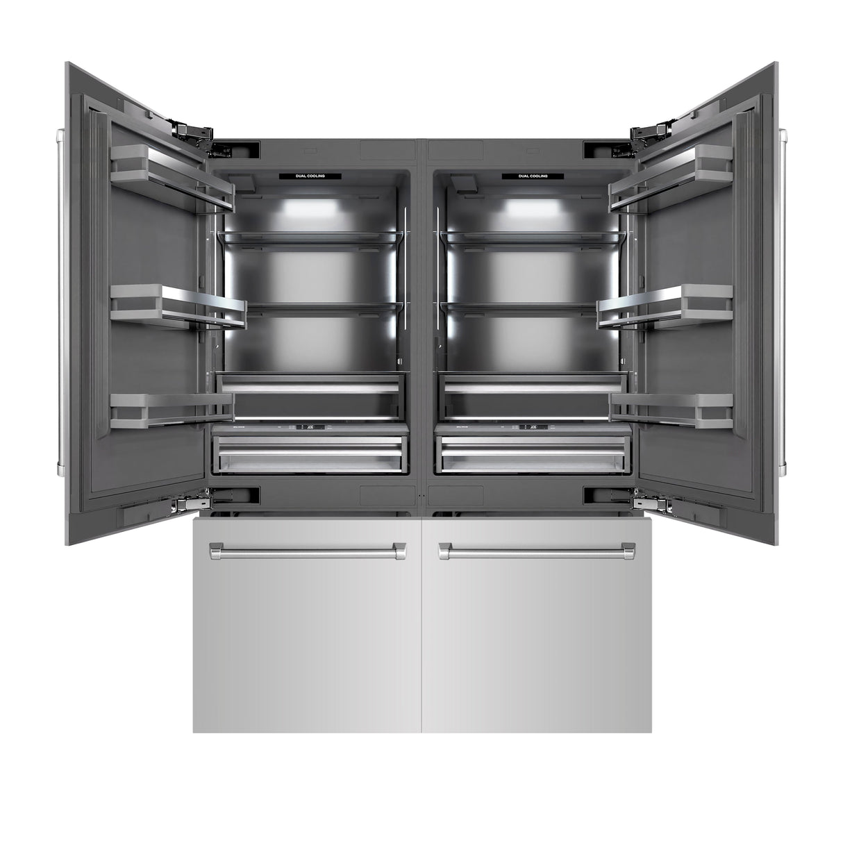 ZLINE 60 in. 32.2 cu. ft. French Door Built-In Bottom Freezer Refrigerator with Water Dispensers and Ice Makers in Stainless Steel with Graphite Gray Interior (GRBIV-304-60)