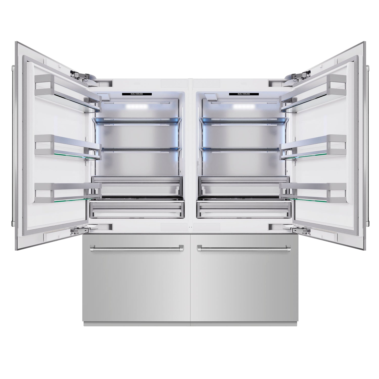 ZLINE 72 in. 39.6 cu. ft. French Door Built-In Bottom Freezer Refrigerator with Water Dispensers and Ice Makers in Stainless Steel (RBIT-304-72)