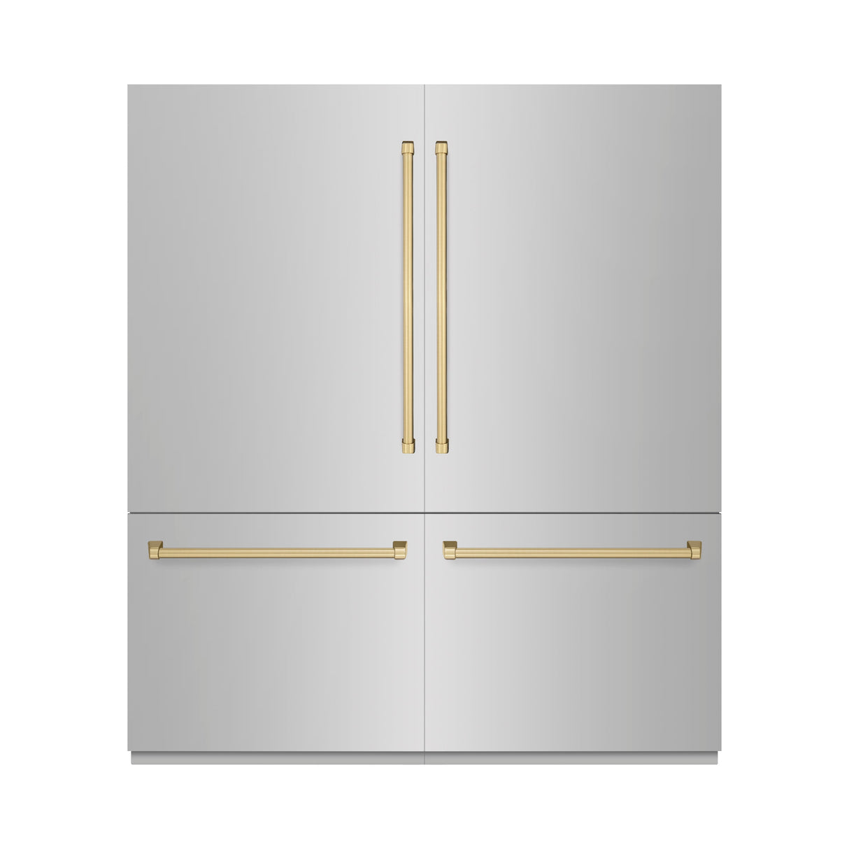 ZLINE Autograph Edition 72 in. 39.6 cu. ft. French Door Built-In Bottom Freezer Refrigerator with Water Dispensers and Ice Makers in Stainless Steel with Champagne Bronze Accents (RBITZ-304-72CB)