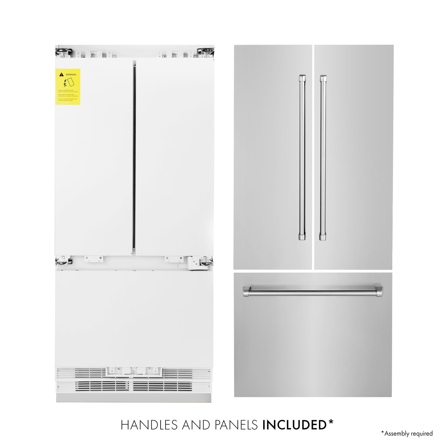ZLINE 36 in. 19.6 cu. ft. French Door Built-In Bottom Freezer Refrigerator with Water Dispenser and Ice Maker in Stainless Steel (RBIV-304-36)