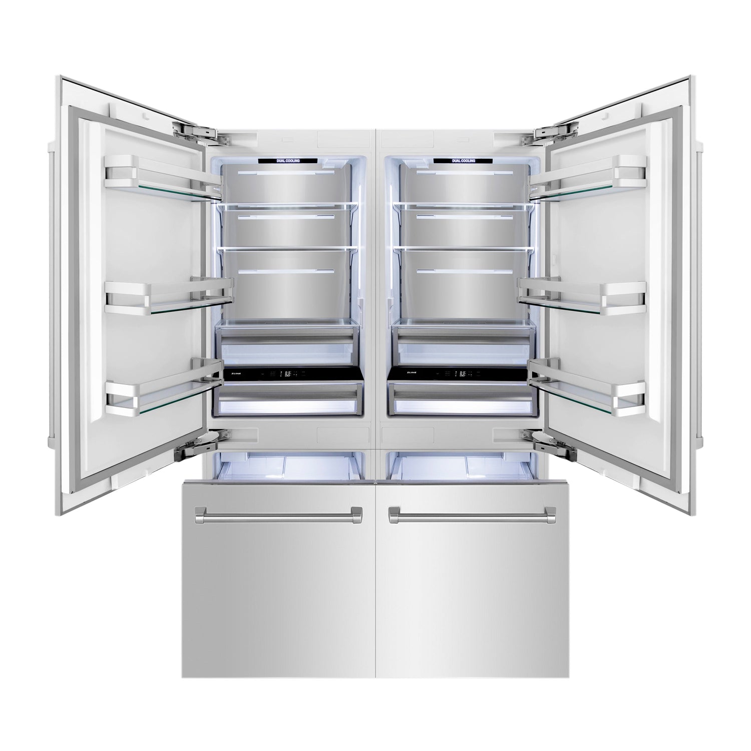 ZLINE 60 in. 32.2 cu. ft. French Door Built-In Bottom Freezer Refrigerator with Water Dispensers and Ice Makers in Stainless Steel (RBIV-304-60)