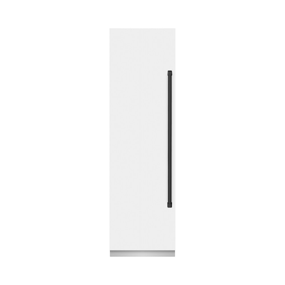 ZLINE Autograph Edition 24 in. 12.4 cu. ft. Column Freezer in White Matte with Graphite Gray Interior and Matte Black Accents (RCFVZ-WM-24-MB)