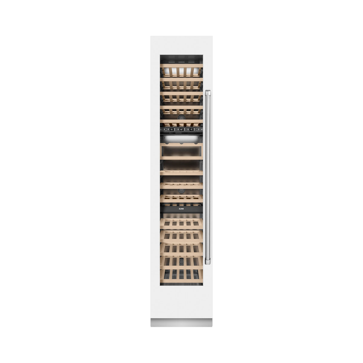ZLINE 18 in. 9.0 cu. ft. Triple Zone 68 Bottle Left Hinge Column Wine Cooler in White Matte (RCWVL-WM-18)