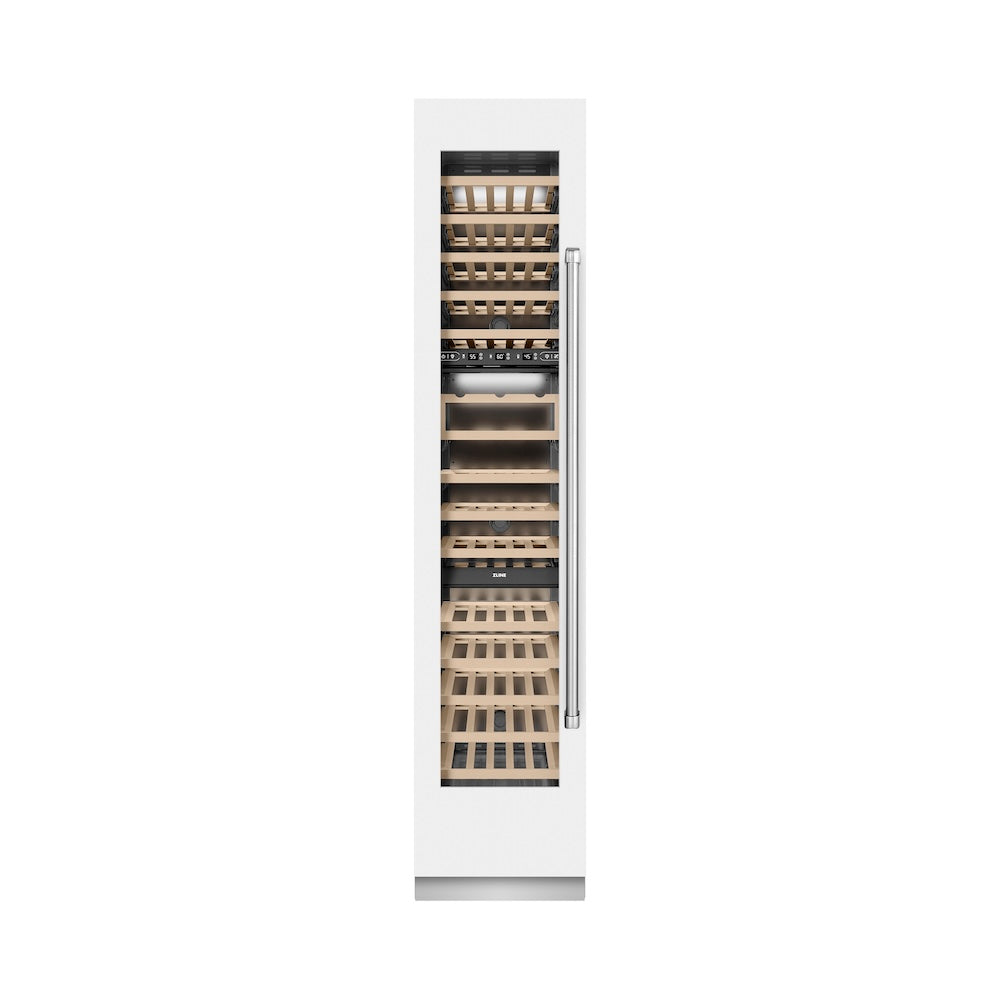 ZLINE 18 in. 9.0 cu. ft. Triple Zone 68 Bottle Left Hinge Column Wine Cooler in White Matte (RCWVL-WM-18)