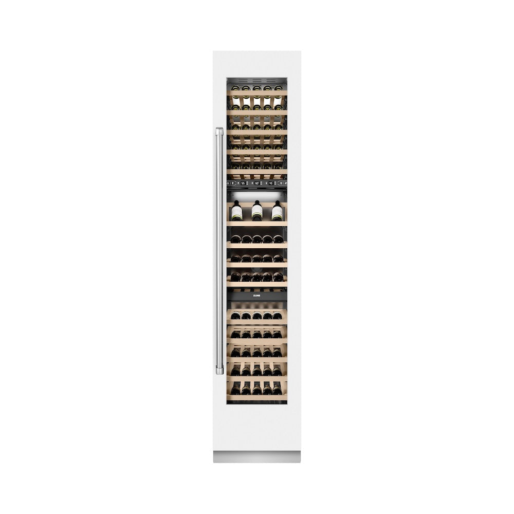 ZLINE 18 in. 9.0 cu. ft. Triple Zone 68 Bottle Right Hinge Column Wine Cooler in White Matte (RCWVR-WM-18)