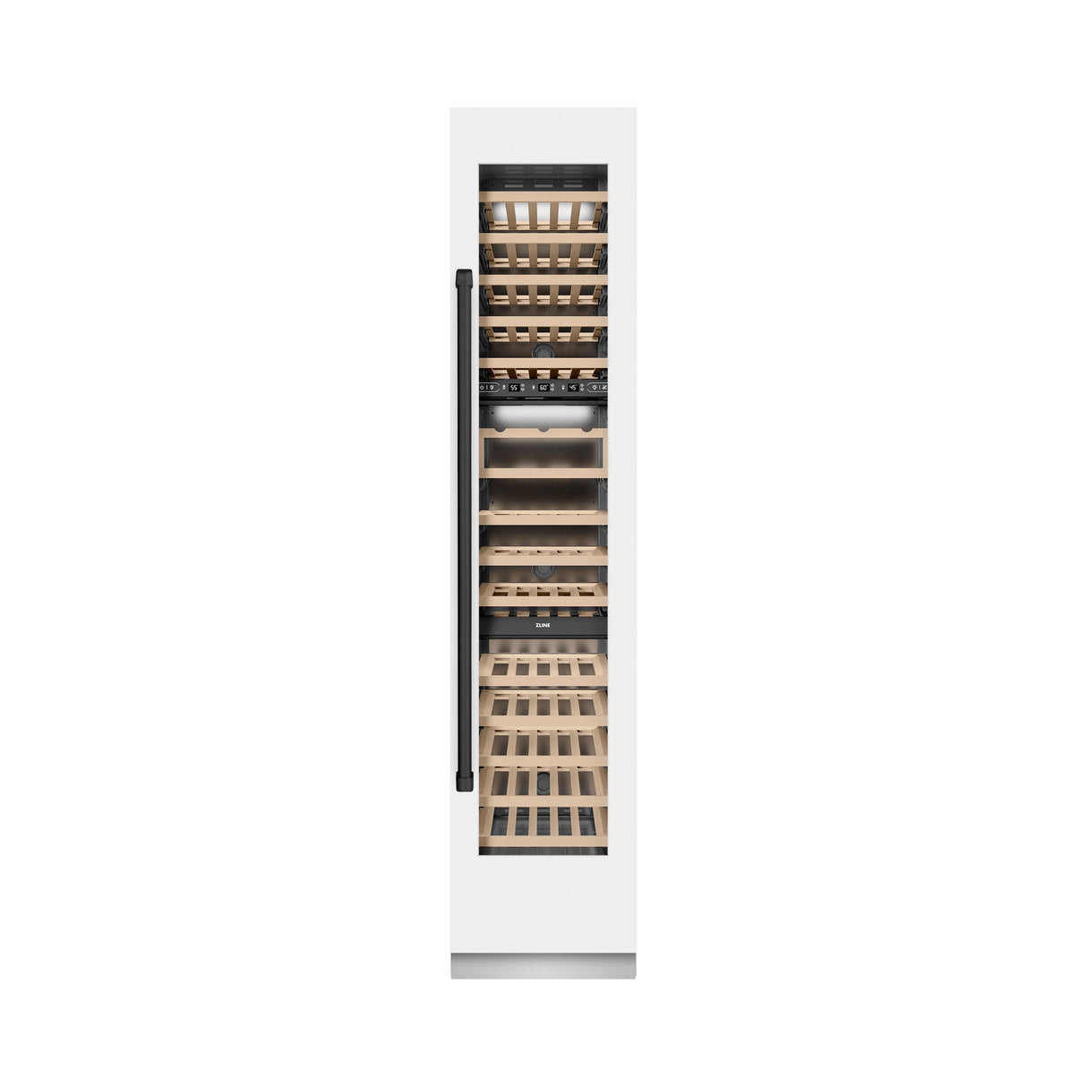 ZLINE Autograph Edition 18 in. 9.0 cu. ft. Triple Zone 68 Bottle Right Hinge Column Wine Cooler in White Matte with Matte Black Accents (RCWVRZ-WM-18-MB)
