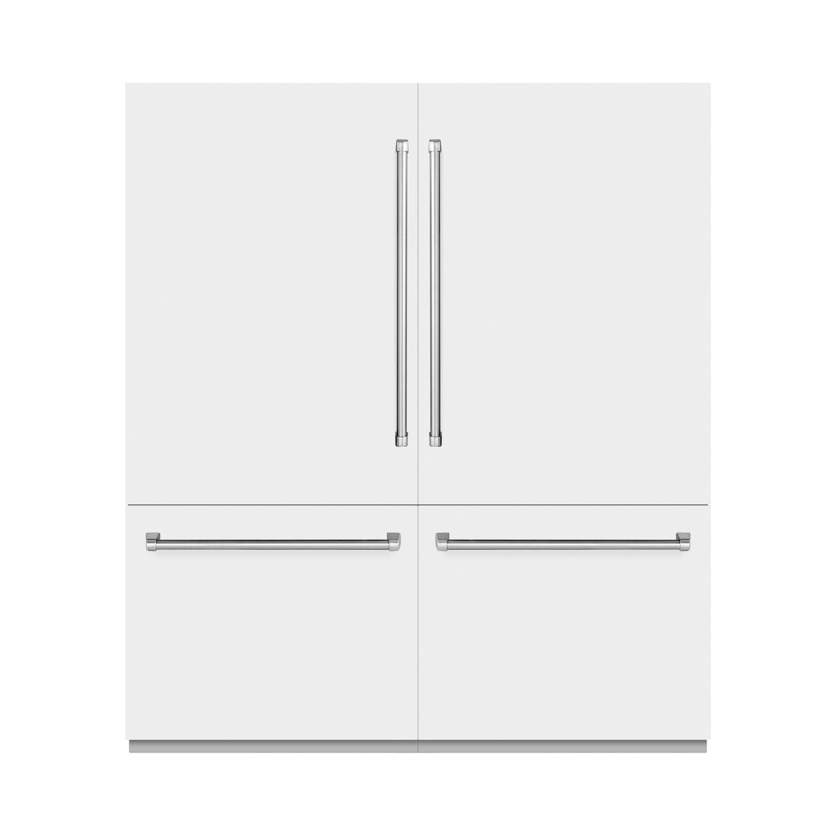 ZLINE 72 in. 39.6 cu. ft. French Door Built-In Bottom Freezer Refrigerator with Water Dispensers and Ice Makers in White Matte with Graphite Gray Interior (GRBIT-WM-72)