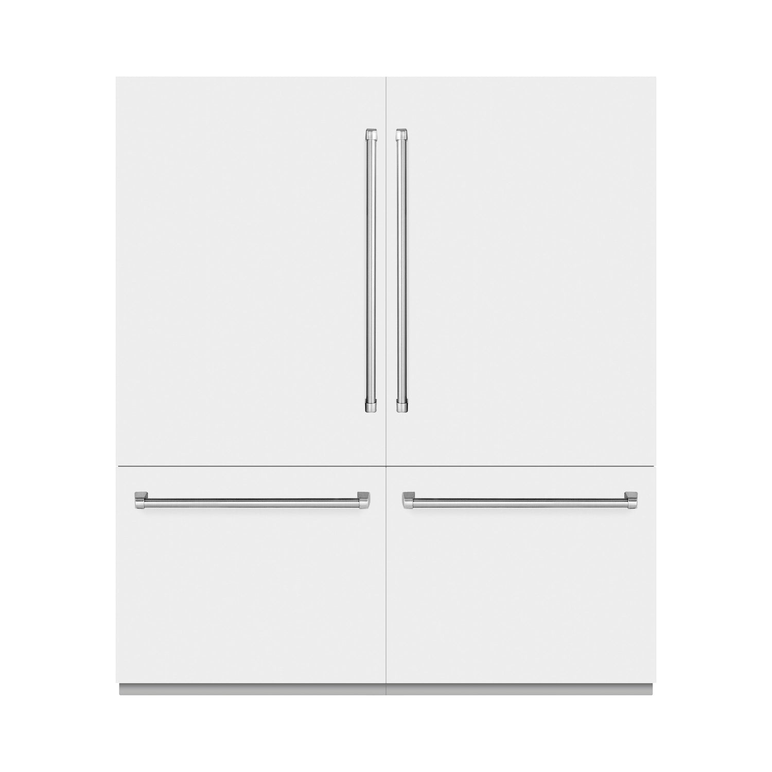 ZLINE 72 in. 39.6 cu. ft. French Door Built-In Bottom Freezer Refrigerator with Water Dispensers and Ice Makers in White Matte with Graphite Gray Interior (GRBIT-WM-72)