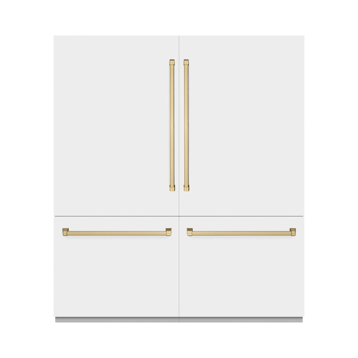 ZLINE Autograph Edition 72 in. 39.6 cu. ft. French Door Built-In Bottom Freezer Refrigerator with Water Dispensers and Ice Makers in White Matte with Graphite Gray Interior and Champagne Bronze Accents (GRBITZ-WM-72-CB)