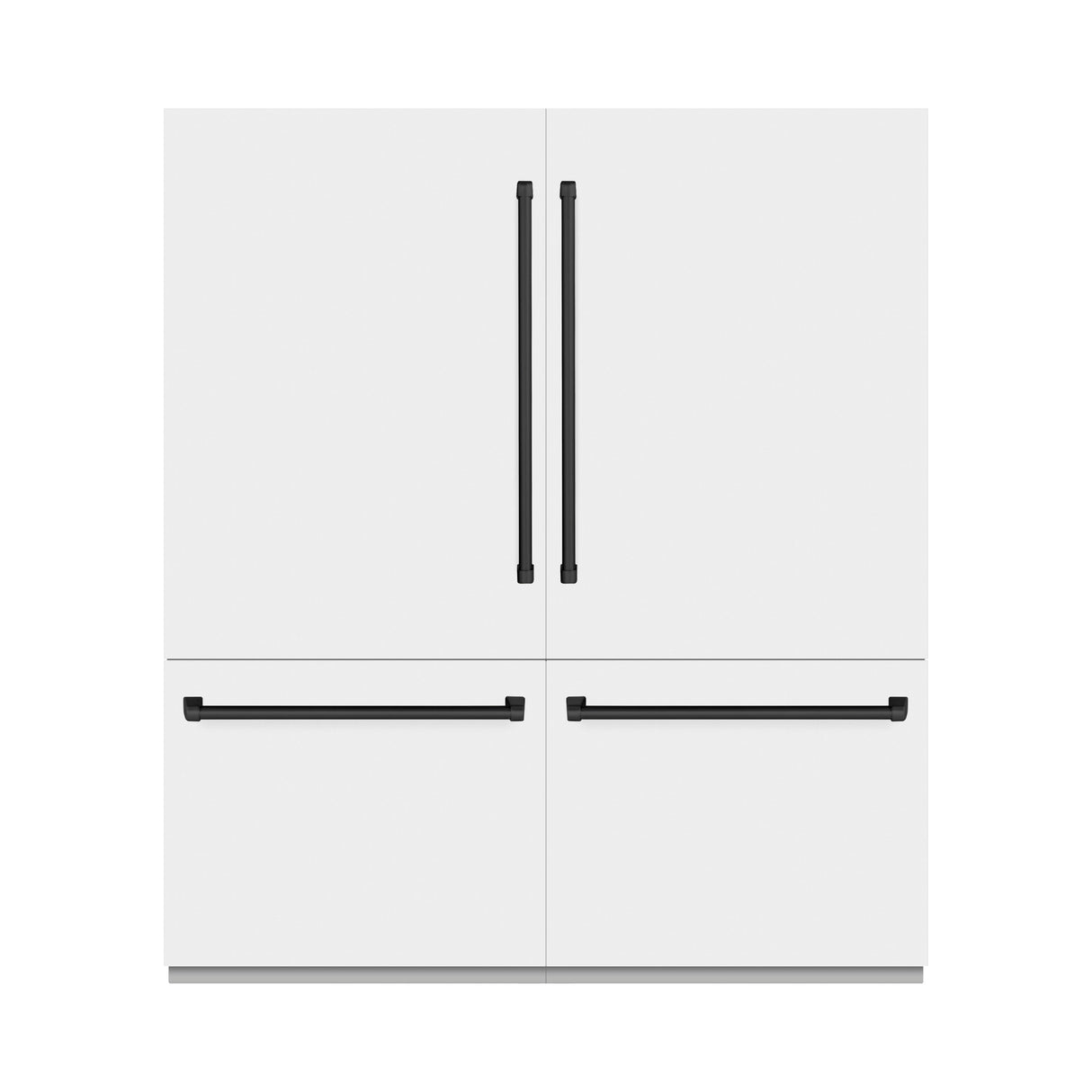 ZLINE Autograph Edition 72 in. 39.6 cu. ft. French Door Built-In Bottom Freezer Refrigerator with Water Dispensers and Ice Makers in White Matte with Graphite Gray Interior and Matte Black Accents (GRBITZ-WM-72-MB)