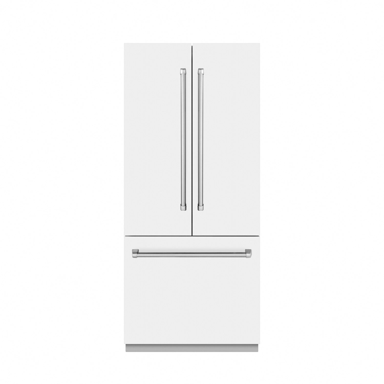 ZLINE 36 in. 19.6 cu. ft. French Door Built-In Bottom Freezer Refrigerator with Water Dispenser and Ice Maker in White Matte with Graphite Gray Interior (GRBIV-WM-36)