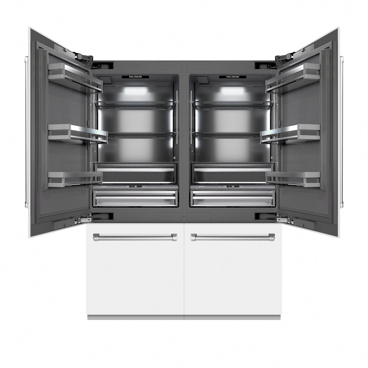 ZLINE 60 in. 32.2 cu. ft. French Door Built-In Bottom Freezer Refrigerator with Water Dispensers and Ice Makers in White Matte with Graphite Gray Interior (GRBIV-WM-60)