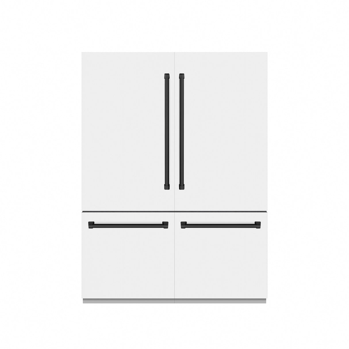 ZLINE Autograph Edition 60 in. 32.2 cu. ft. French Door Built-In Bottom Freezer Refrigerator with Water Dispenser and Ice Maker in White Matte with Graphite Gray Interior and Matte Black Accents (GRBIVZ-WM-60-MB)