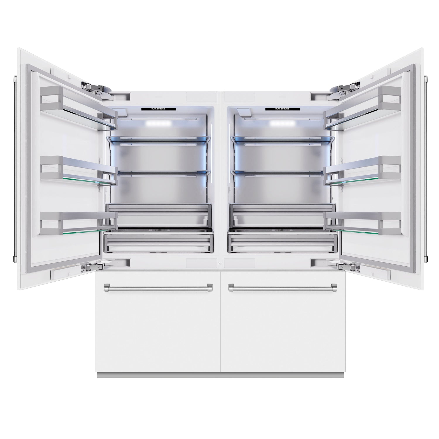 ZLINE 72 in. 39.6 cu. ft. French Door Built-In Bottom Freezer Refrigerator with Water Dispensers and Ice Makers in White Matte (RBIT-WM-72)
