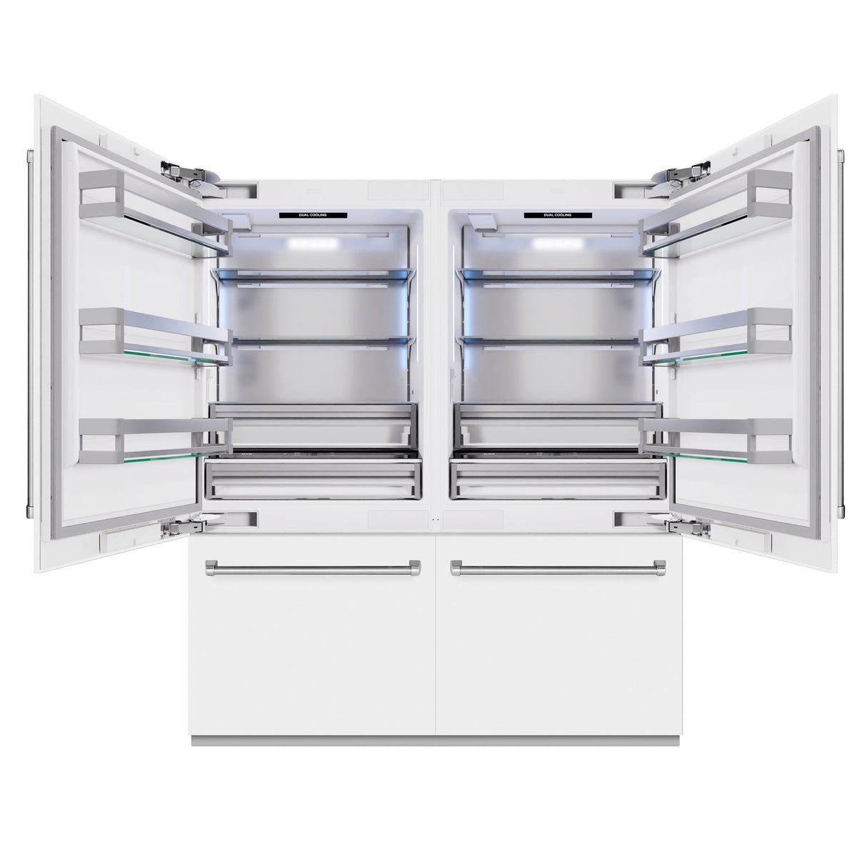 ZLINE 72 in. 39.6 cu. ft. French Door Built-In Bottom Freezer Refrigerator with Water Dispensers and Ice Makers in White Matte (RBIT-WM-72)