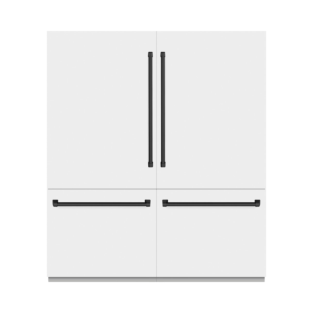 ZLINE Autograph Edition 72 in. 39.6 cu. ft. French Door Built-In Bottom Freezer Refrigerator with Water Dispensers and Ice Makers in White Matte and Matte Black Accents (RBITZ-WM-72-MB)