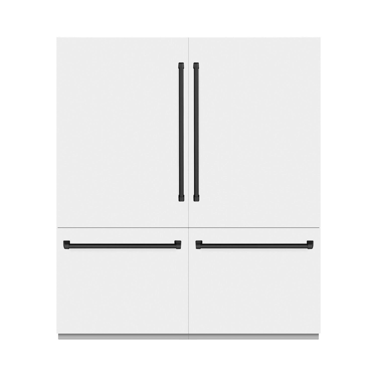 ZLINE Autograph Edition 72 in. 39.6 cu. ft. French Door Built-In Bottom Freezer Refrigerator with Water Dispensers and Ice Makers in White Matte and Matte Black Accents (RBITZ-WM-72-MB)