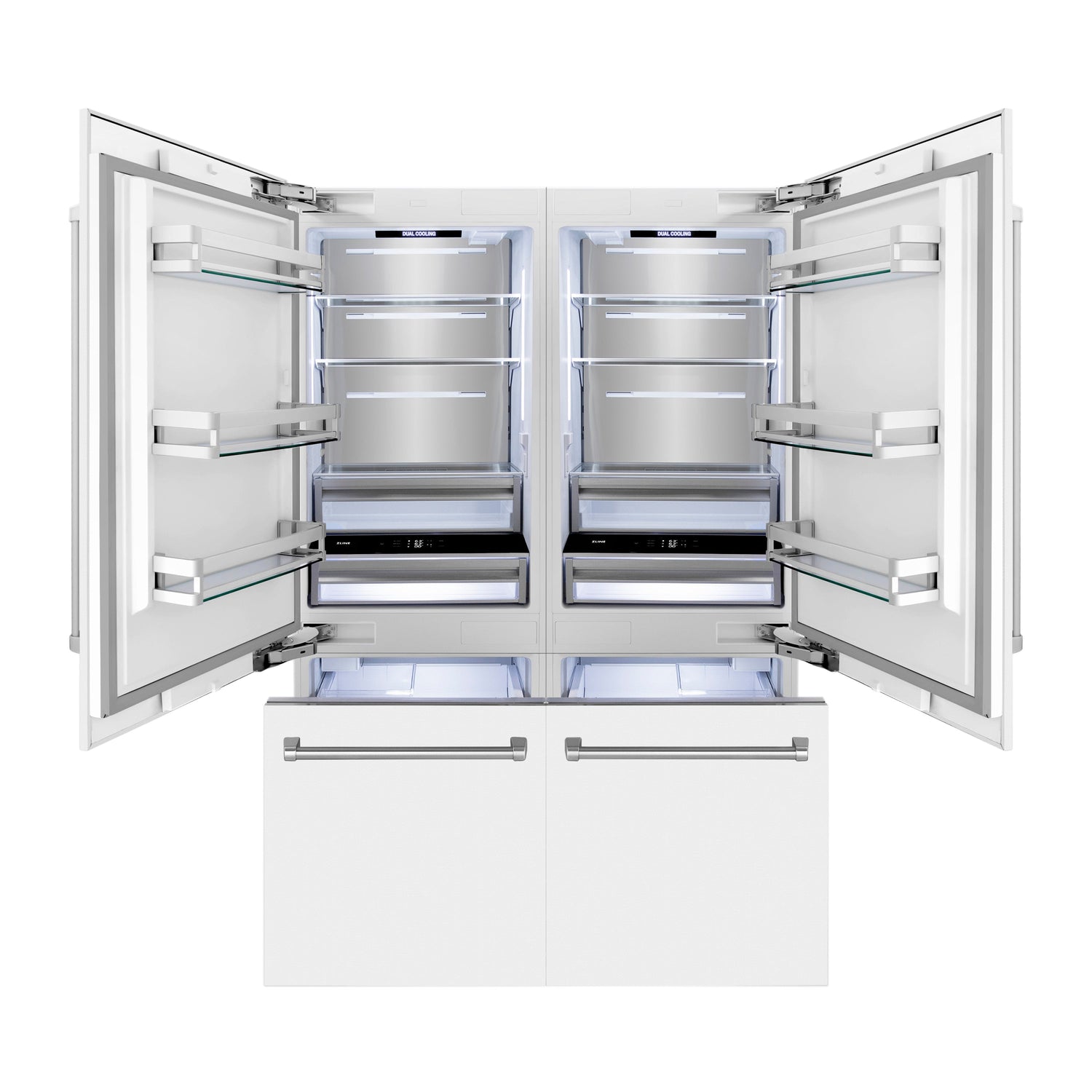 ZLINE 60 in. 32.2 cu. ft. French Door Built-In Bottom Freezer Refrigerator with Water Dispensers and Ice Makers in White Matte (RBIV-WM-60)