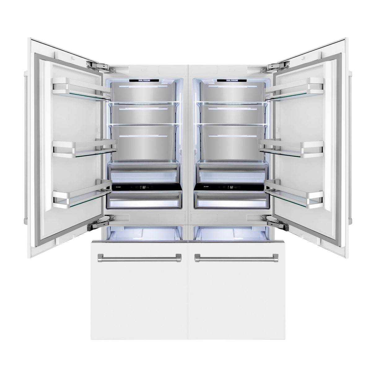 ZLINE 60 in. 32.2 cu. ft. French Door Built-In Bottom Freezer Refrigerator with Water Dispensers and Ice Makers in White Matte (RBIV-WM-60)