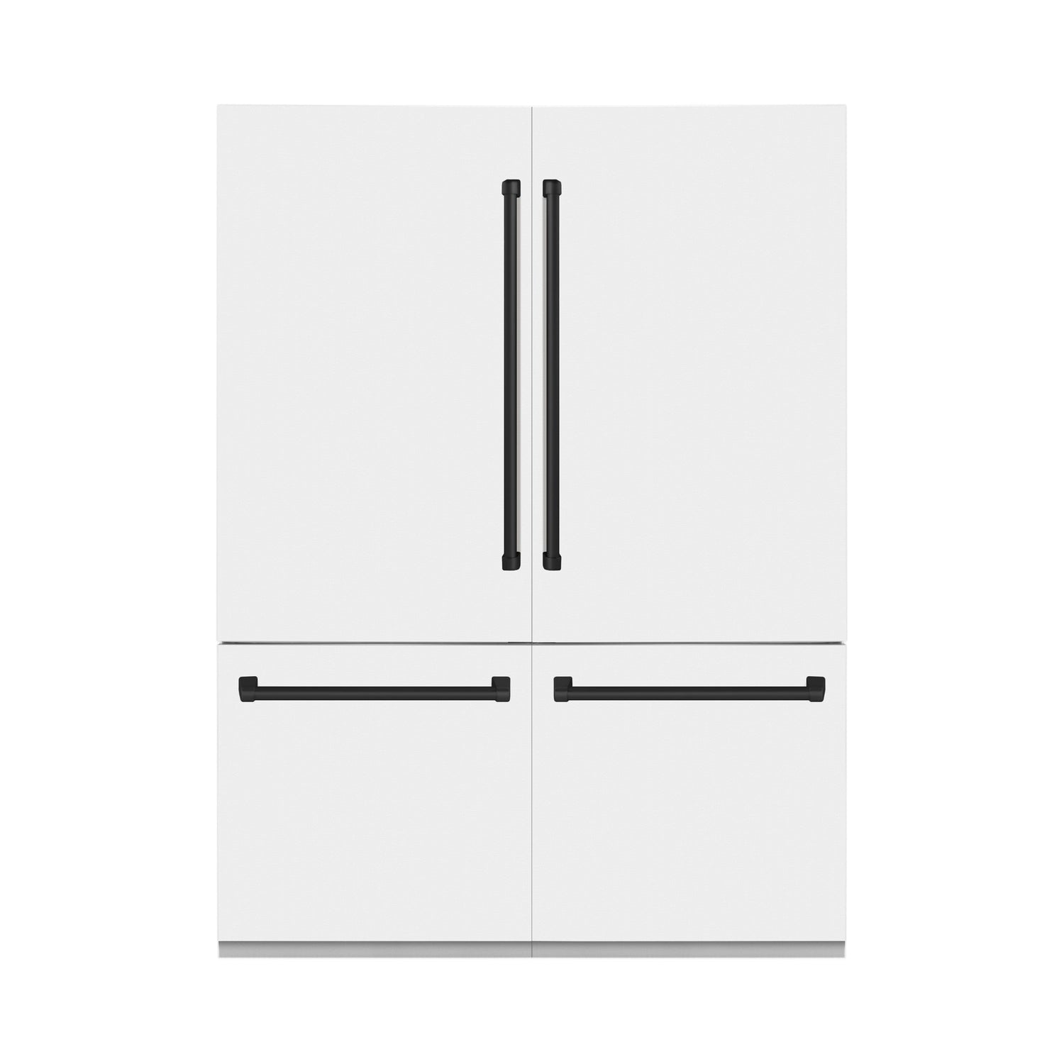 ZLINE Autograph Edition 60 in. 32.2 cu. ft. French Door Built-In Bottom Freezer Refrigerator with Water Dispenser and Ice Maker in White Matte with Matte Black Accents (RBIVZ-WM-60-MB)