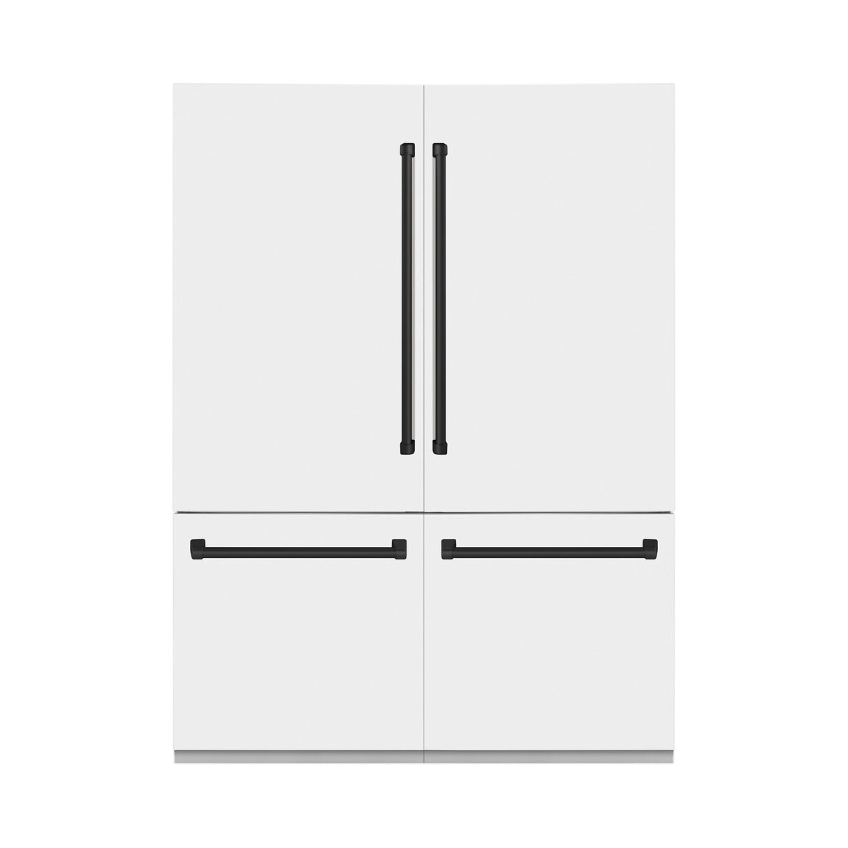 ZLINE Autograph Edition 60 in. 32.2 cu. ft. French Door Built-In Bottom Freezer Refrigerator with Water Dispenser and Ice Maker in White Matte with Matte Black Accents (RBIVZ-WM-60-MB)