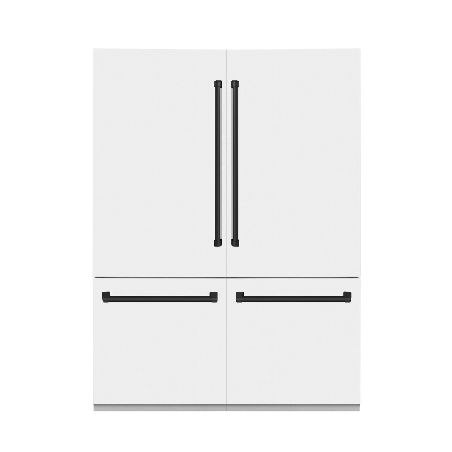 ZLINE Autograph Edition 60 in. 32.2 cu. ft. French Door Built-In Bottom Freezer Refrigerator with Water Dispenser and Ice Maker in White Matte with Matte Black Accents (RBIVZ-WM-60-MB)