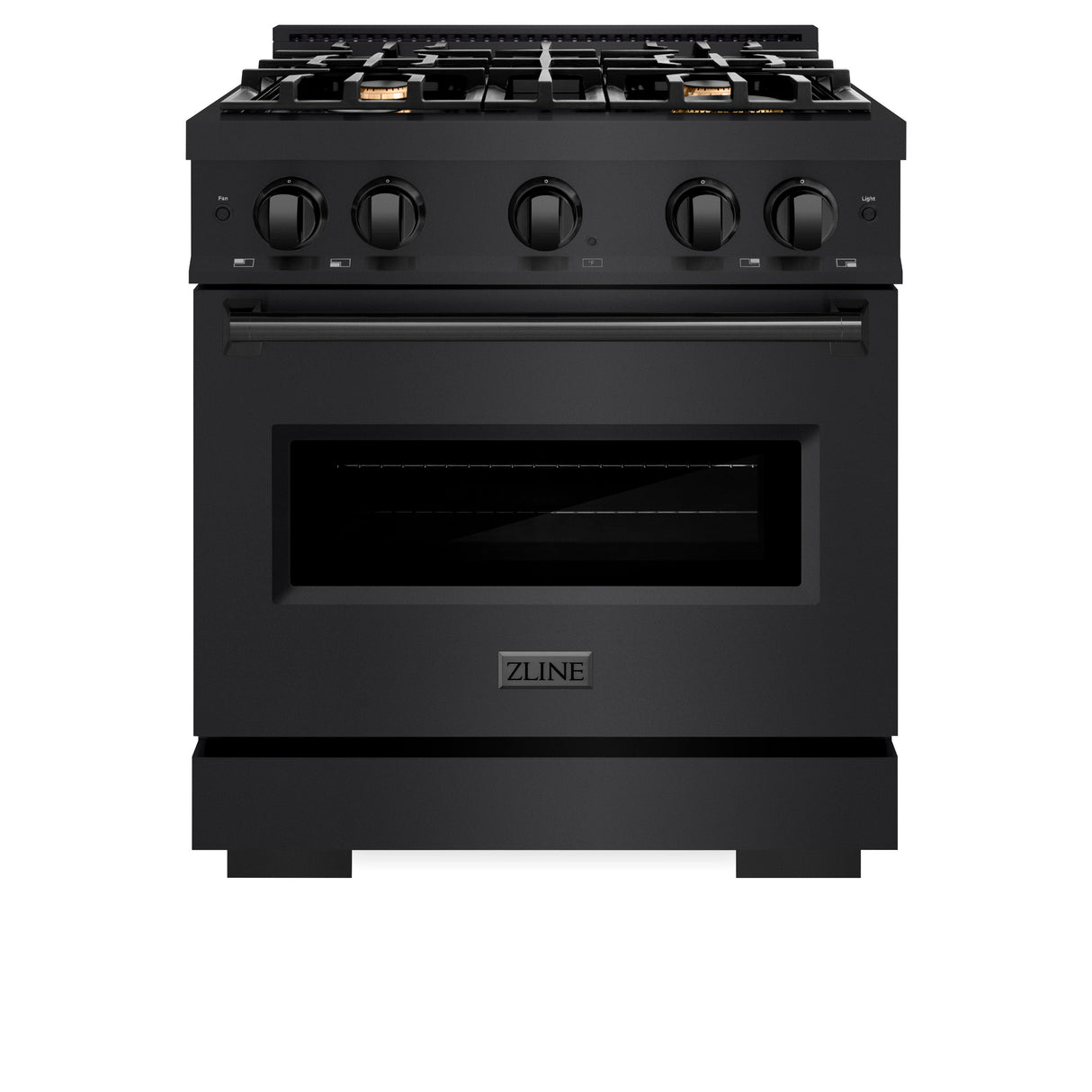 ZLINE 30 in. 4.2 cu. ft. Classic Gas Range with Convection Gas Oven in Black Stainless Steel with 4 Brass Burners (CGRB-BR-30)