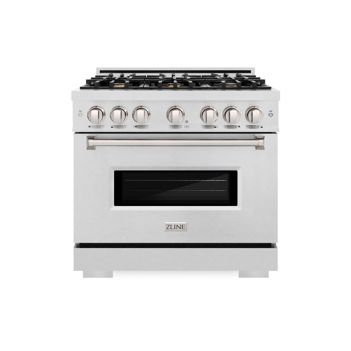ZLINE 36 in. 5.2 cu. ft. Classic Dual Fuel Range with Gas Cooktop and Electric Convection Oven in Satin Stainless Steel with 6 Brass Burners (CDRS-BR-36)