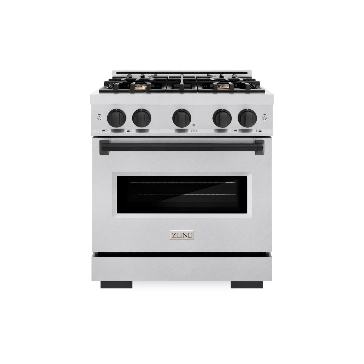 ZLINE Autograph Edition 30 in. 4.2 cu. ft. Classic Dual Fuel Range with 4 Burner Gas Cooktop and Electric Convection Oven in Satin Stainless Steel with Matte Black Accents (CDRSZ-30-MB)