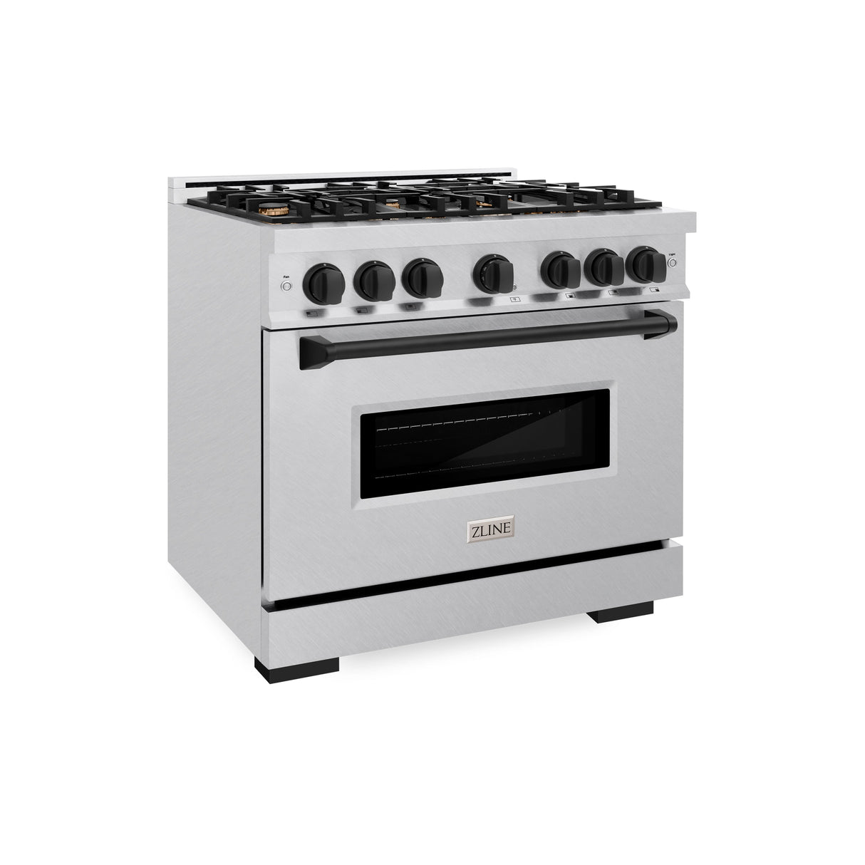 ZLINE Autograph Edition 36 in. 5.2 cu. ft. Classic Dual Fuel Range with 6 Burner Gas Cooktop and Electric Convection Oven in Satin Stainless Steel with Matte Black Accents (CDRSZ-36-MB)