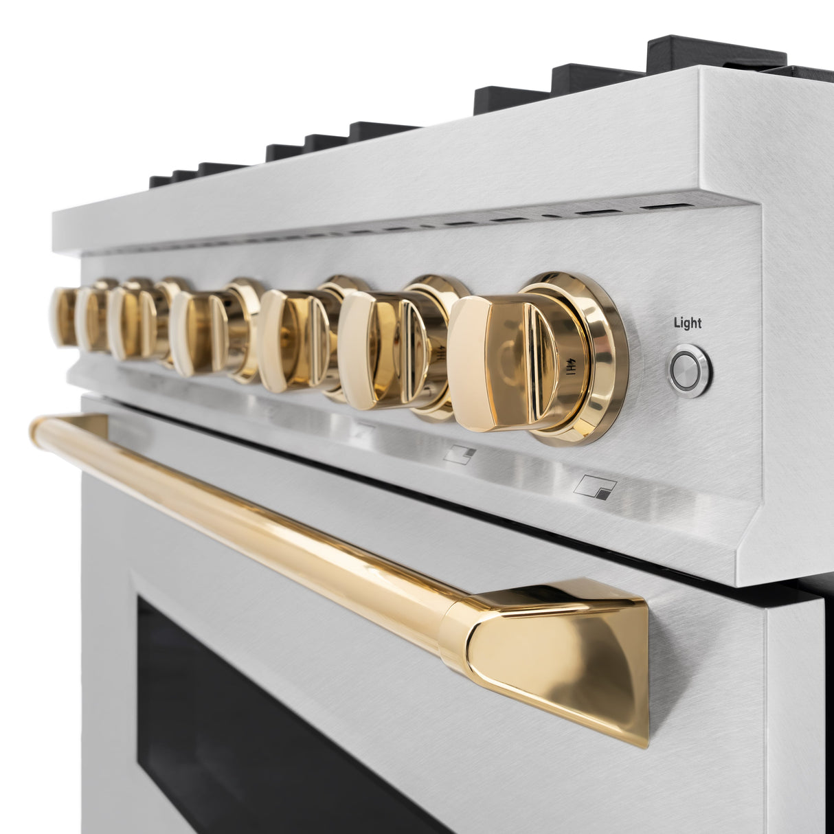 ZLINE Autograph Edition 36 in. 5.2 cu. ft. Classic Dual Fuel Range with 6 Burner Gas Cooktop and Electric Convection Oven in Satin Stainless Steel with Polished Gold Accents (CDRSZ-36-G)