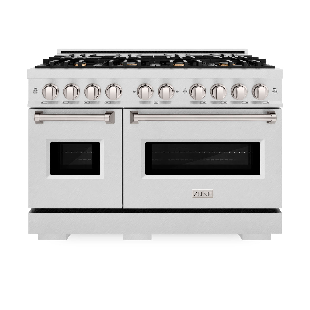 ZLINE 48 in. 6.7 cu. ft. Classic Double Oven Gas Range in Satin Stainless Steel with 8 Brass Burners (CGRS-BR-48)