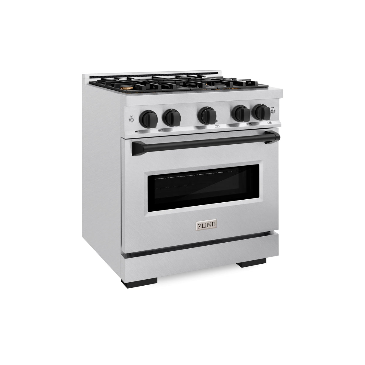 ZLINE Autograph Edition 30 in. 4.2 cu. ft. Classic Gas Range with 4 Burner Cooktop and Convection Gas Oven in Satin Stainless Steel and Matte Black Accents (CGRSZ-30-MB)