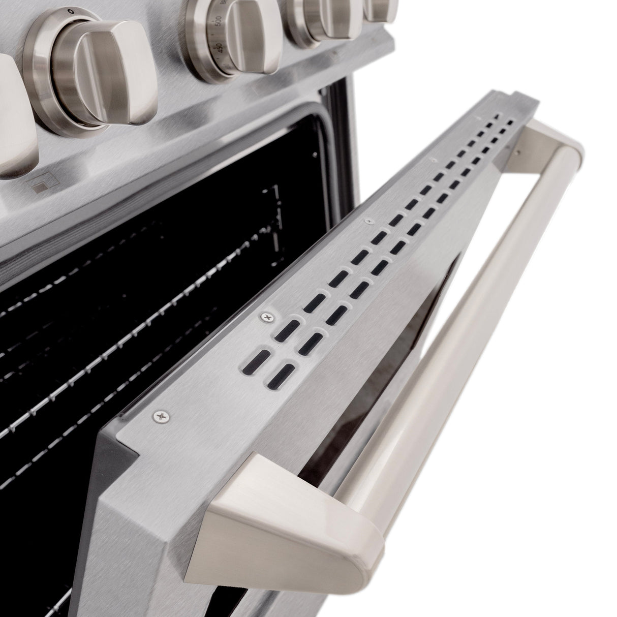 ZLINE 30 in. 4.2 cu. ft. Classic Dual Fuel Range with Gas Cooktop and Electric Convection Oven in Satin Stainless Steel with 4 Brass Burners (CDRS-BR-30)