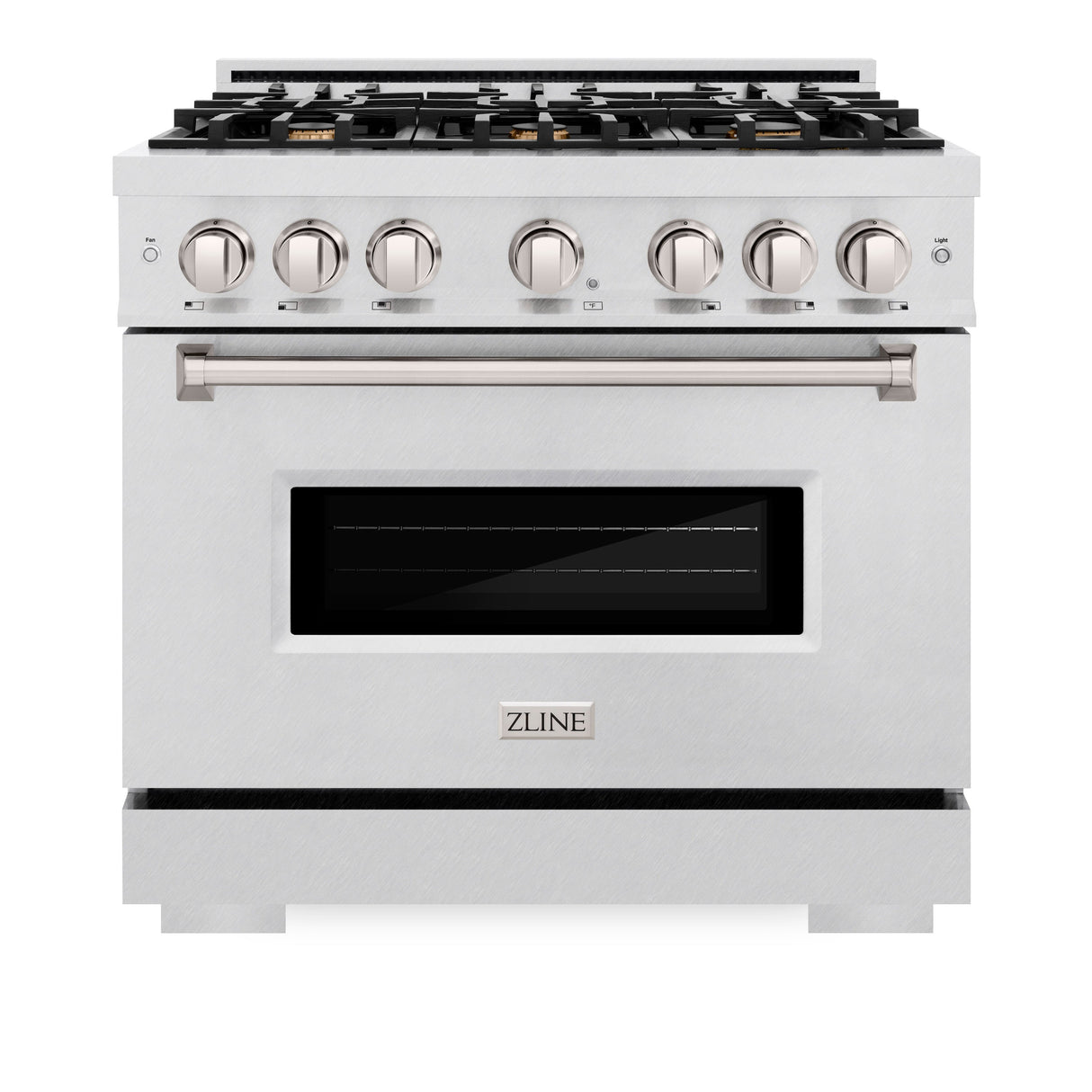 ZLINE 36 in. 5.2 cu. ft. Classic Dual Fuel Range with Gas Cooktop and Electric Convection Oven in Satin Stainless Steel with 6 Brass Burners (CDRS-BR-36)