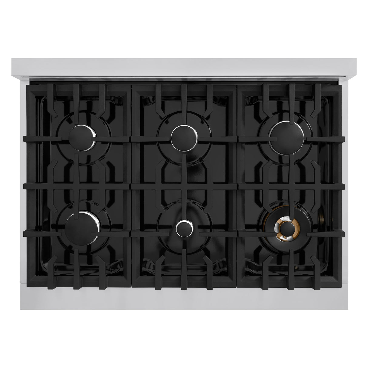 ZLINE 36 in. 5.2 cu. ft. Classic Gas Range with 6 Burner Cooktop and Convection Gas Oven in Stainless Steel with Black Matte Door (CGR-BLM-36)