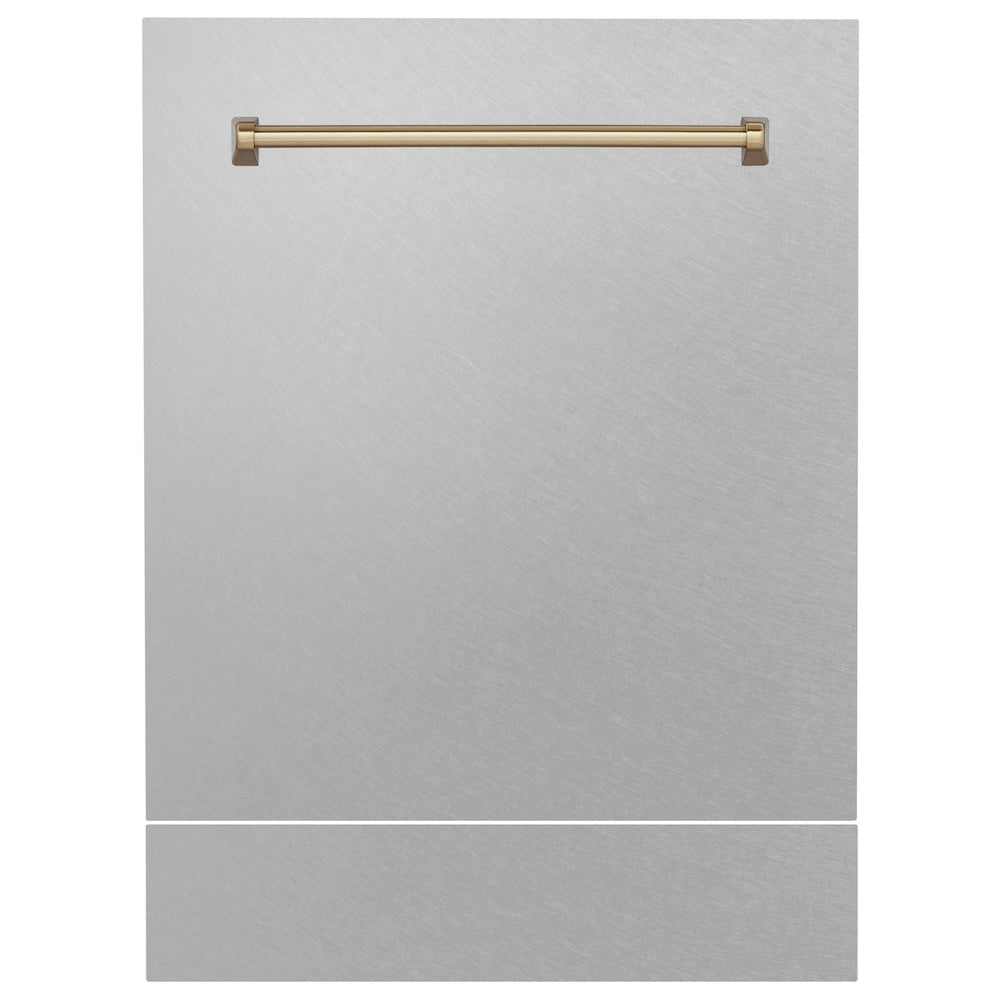 ZLINE Autograph Edition 24" Tallac Dishwasher Panel in Fingerprint Resistant Stainless Steel with Champagne Bronze Handle (DPVZ-SN-24-CB)