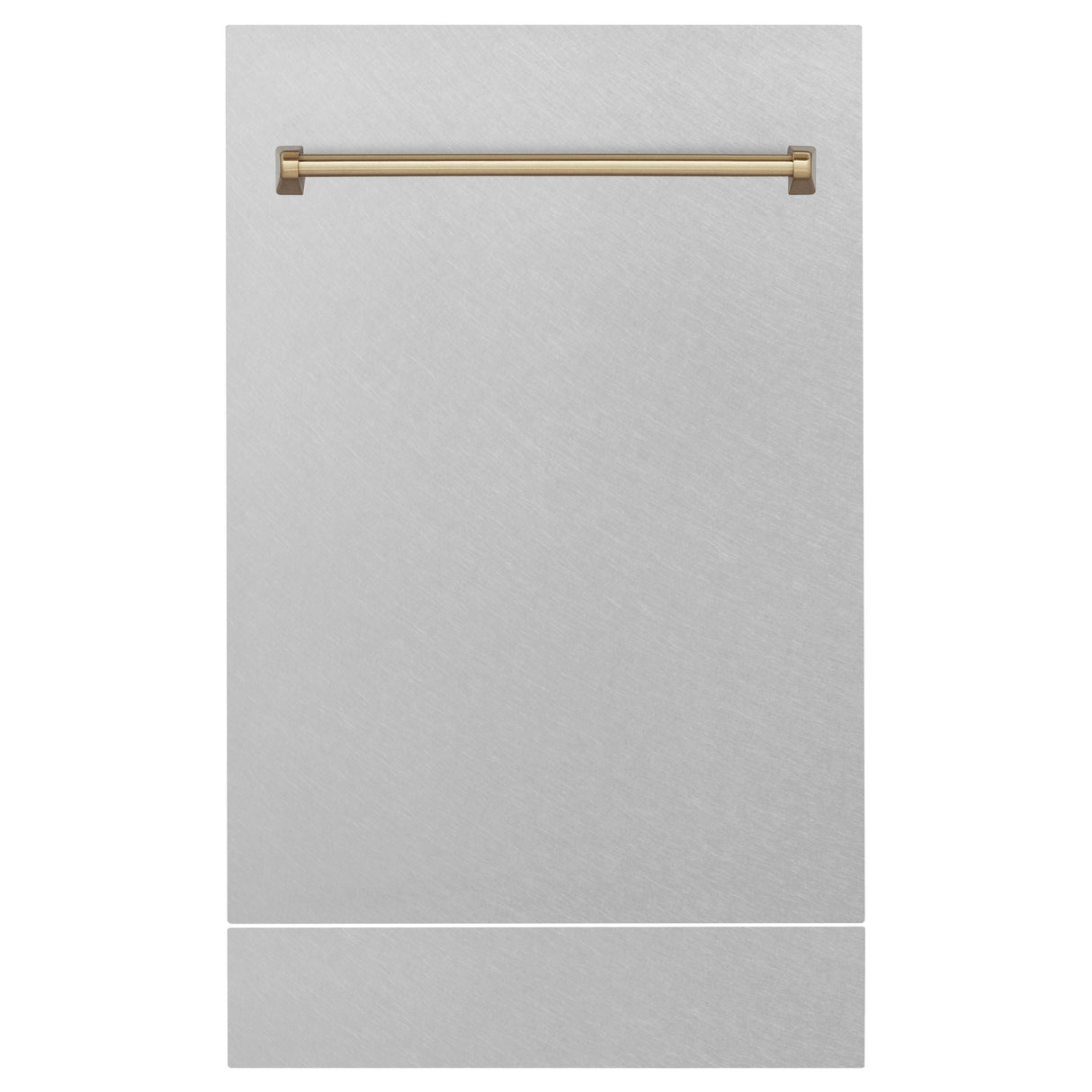 ZLINE Autograph Edition 18 in. Tallac Dishwasher Panel in Satin Stainless Steel Finish with Champagne Bronze Handle (DPVZ-SN-18-CB)