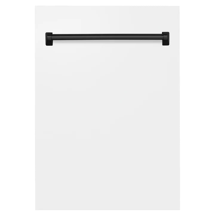 Products ZLINE 18" Autograph Edition Tallac Dishwasher Panel in White Matte with Accent Handle (DPVZ-WM-18-MB)